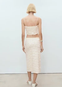 Midi-skirt with embossed flowers