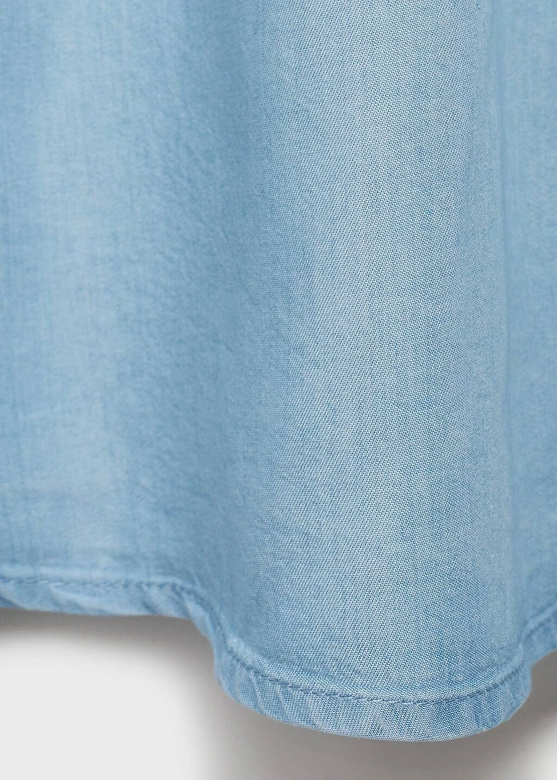 Soft denim midi-skirt with gathered detail