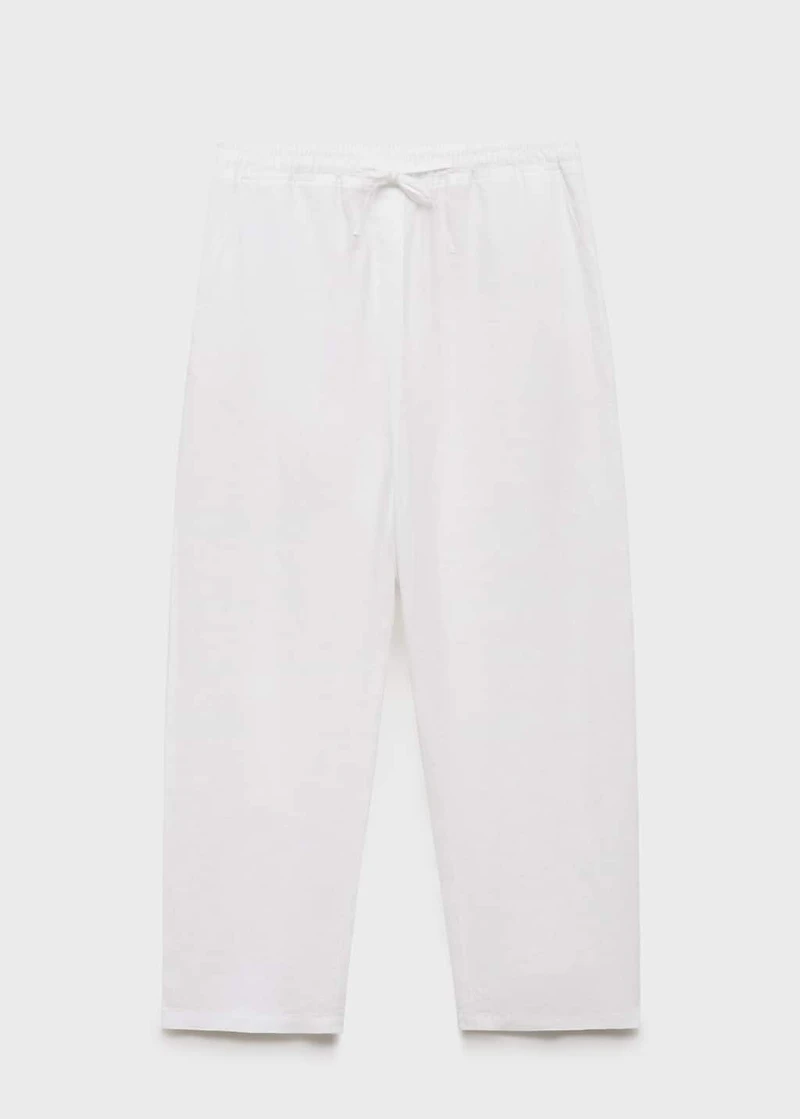 Straight linen-blend pants