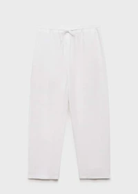 Straight linen-blend pants