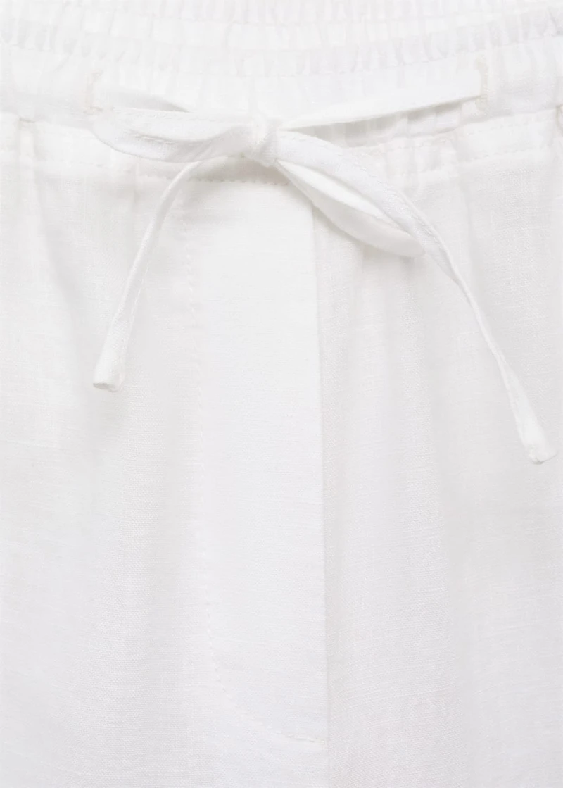 Straight linen-blend pants