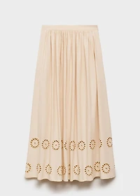 Cotton skirt with embroidered hem
