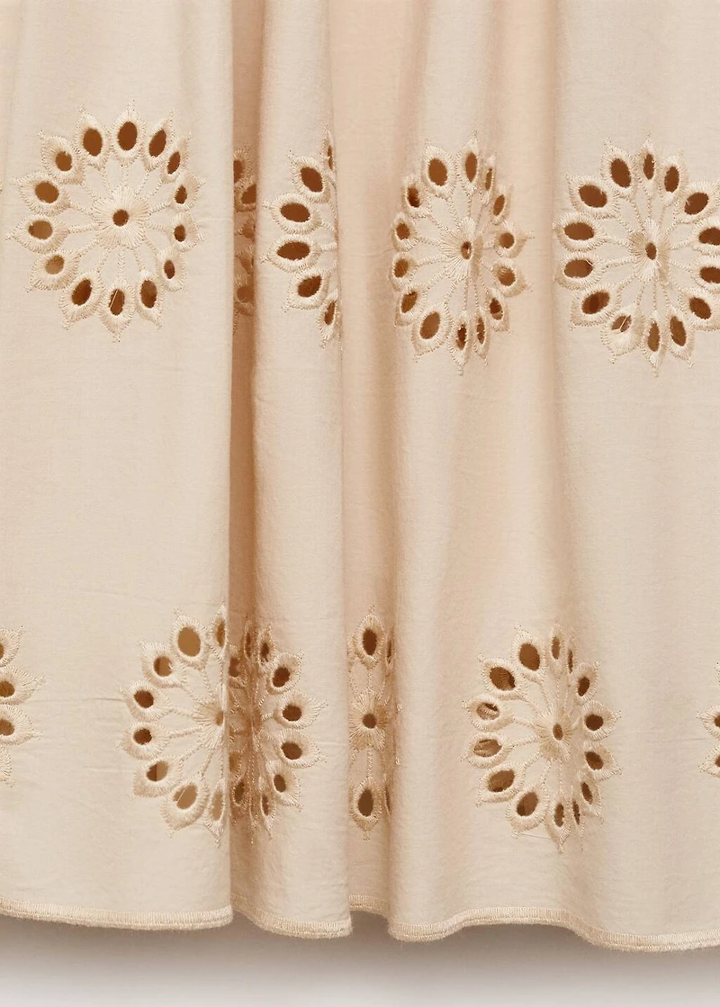 Cotton skirt with embroidered hem