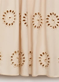 Cotton skirt with embroidered hem