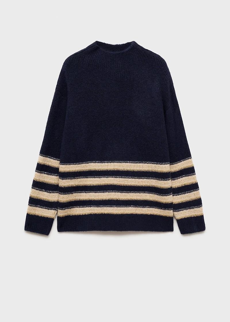 Striped sweater with perkins neck