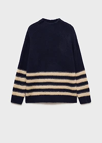 Striped sweater with perkins neck