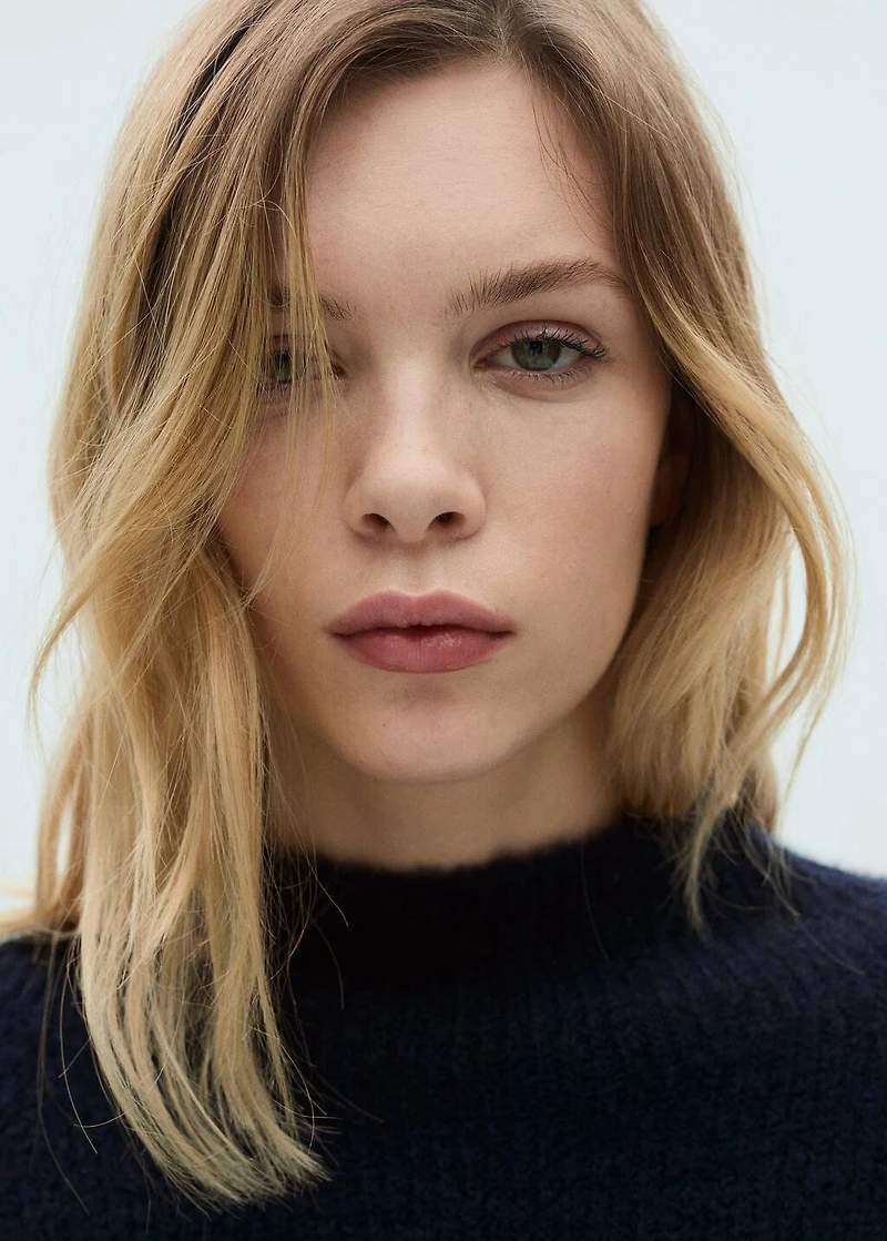 Striped sweater with perkins neck