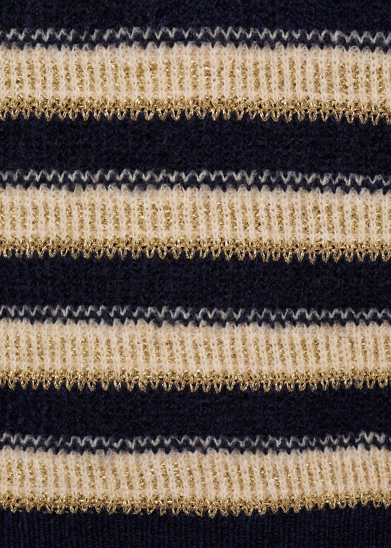 Striped sweater with perkins neck