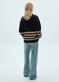 Striped sweater with perkins neck