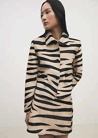 Zebra-print fur skirt