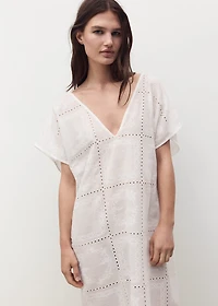 100% ramie embroidered caftan