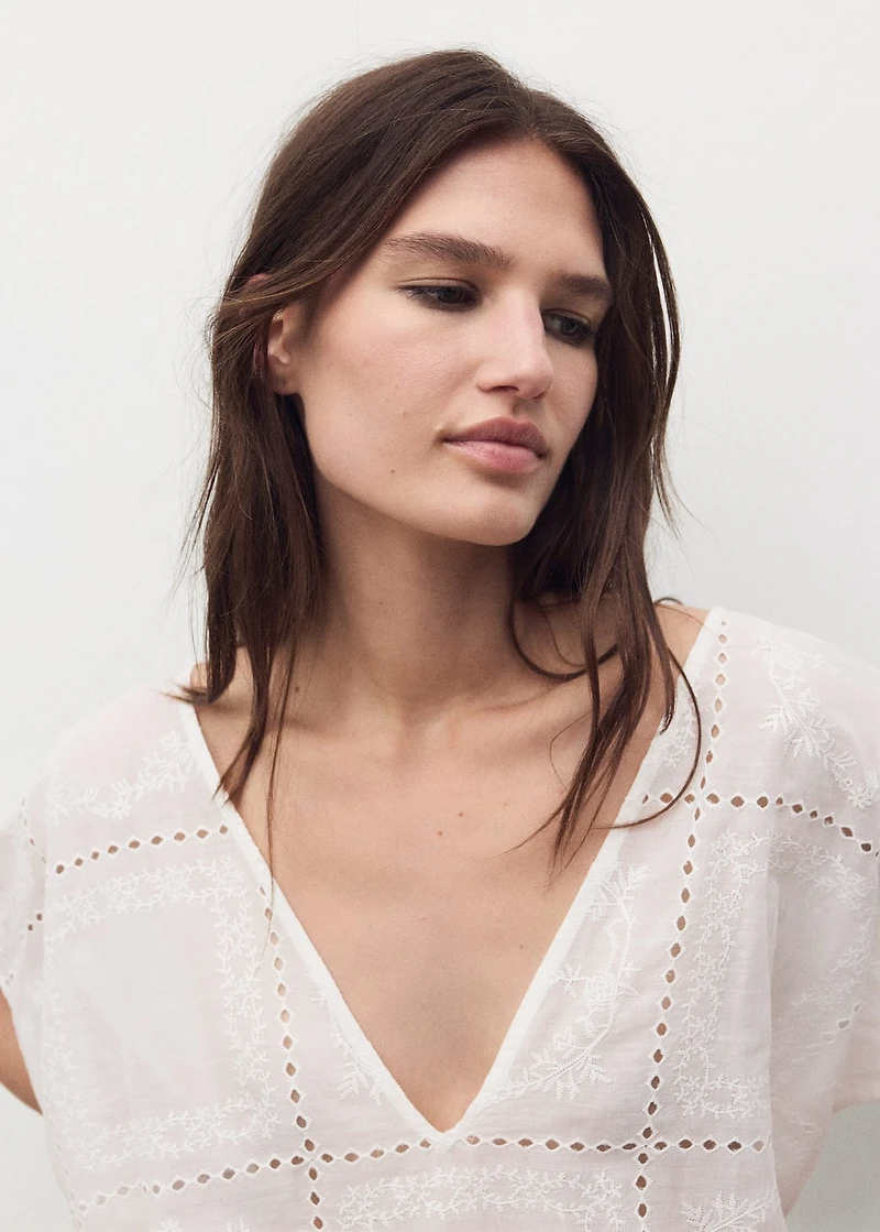 100% ramie embroidered caftan