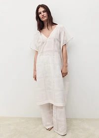 100% ramie embroidered caftan