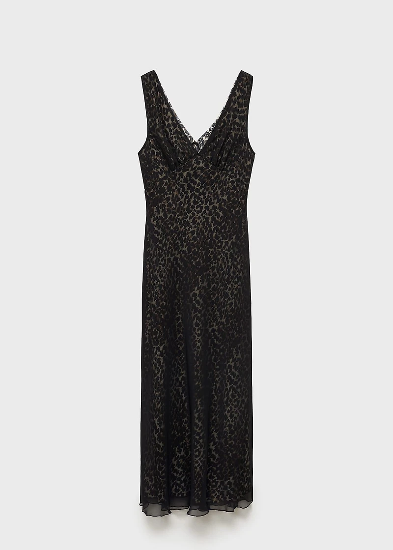 Animal-print v-neck dress