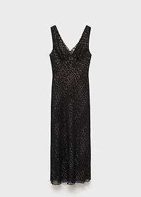 Animal-print v-neck dress