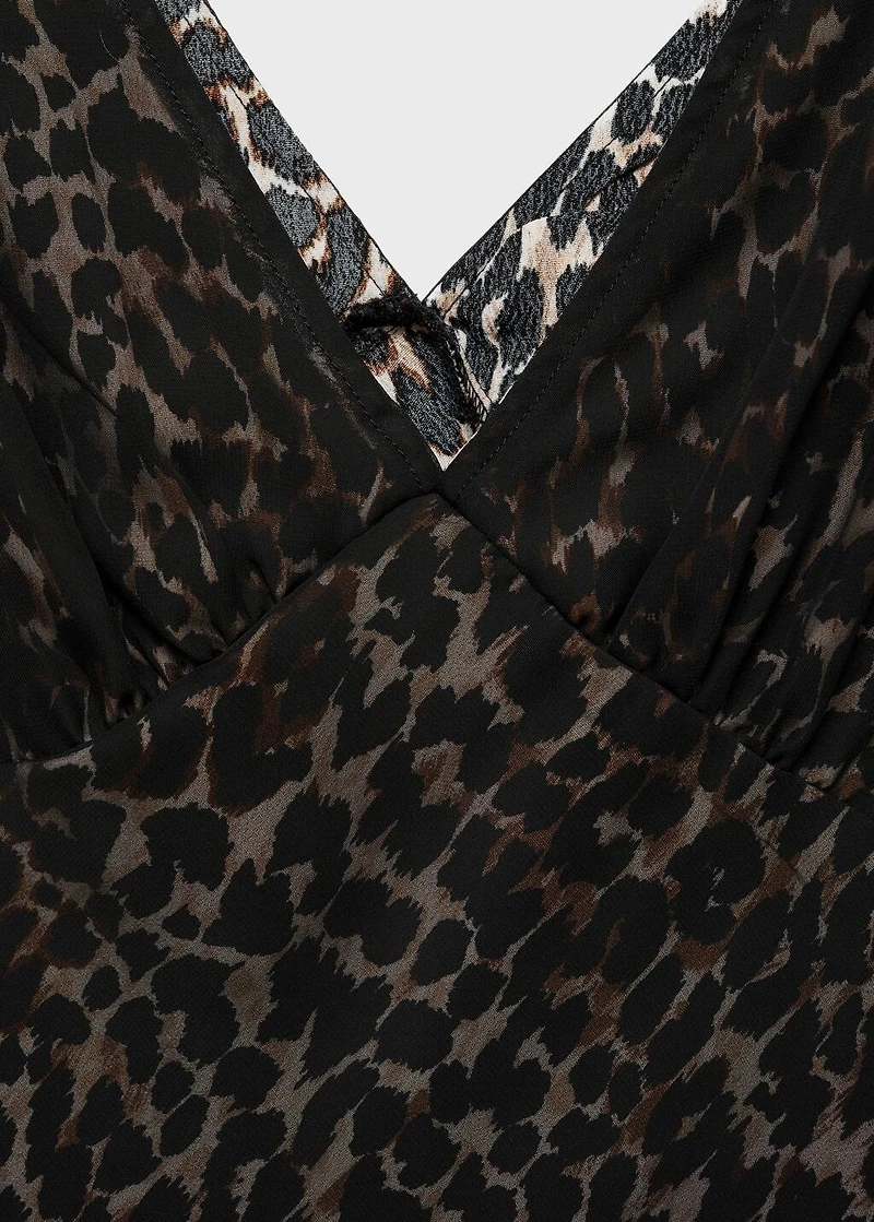 Animal-print v-neck dress