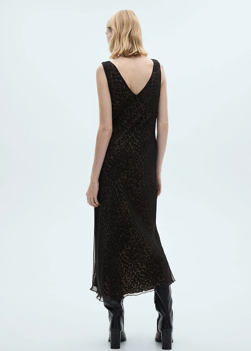 Animal-print v-neck dress