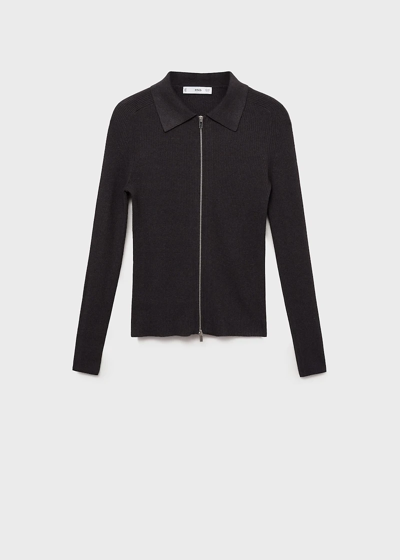 Zipped knit cardigan