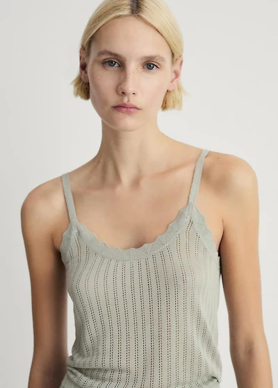 Pajama top with pointelle detail