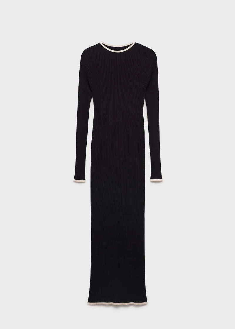 Contrast ribbed knit dress