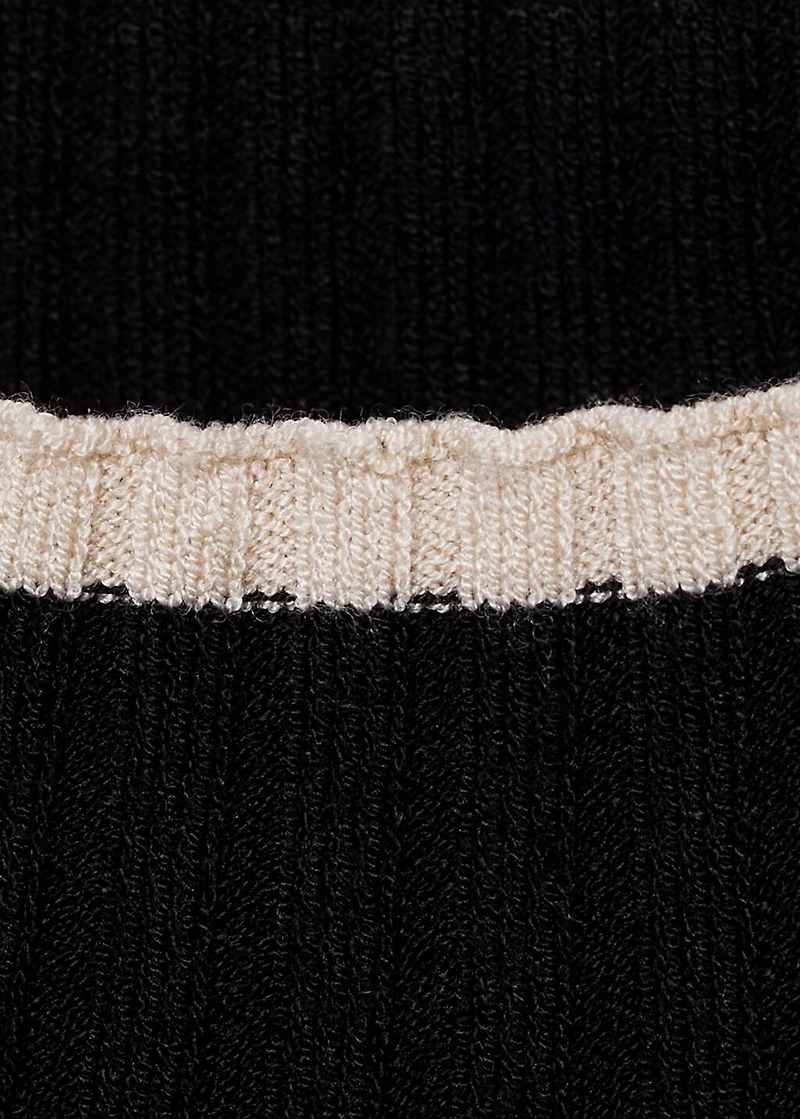 Contrast ribbed knit dress