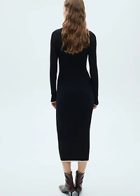 Contrast ribbed knit dress