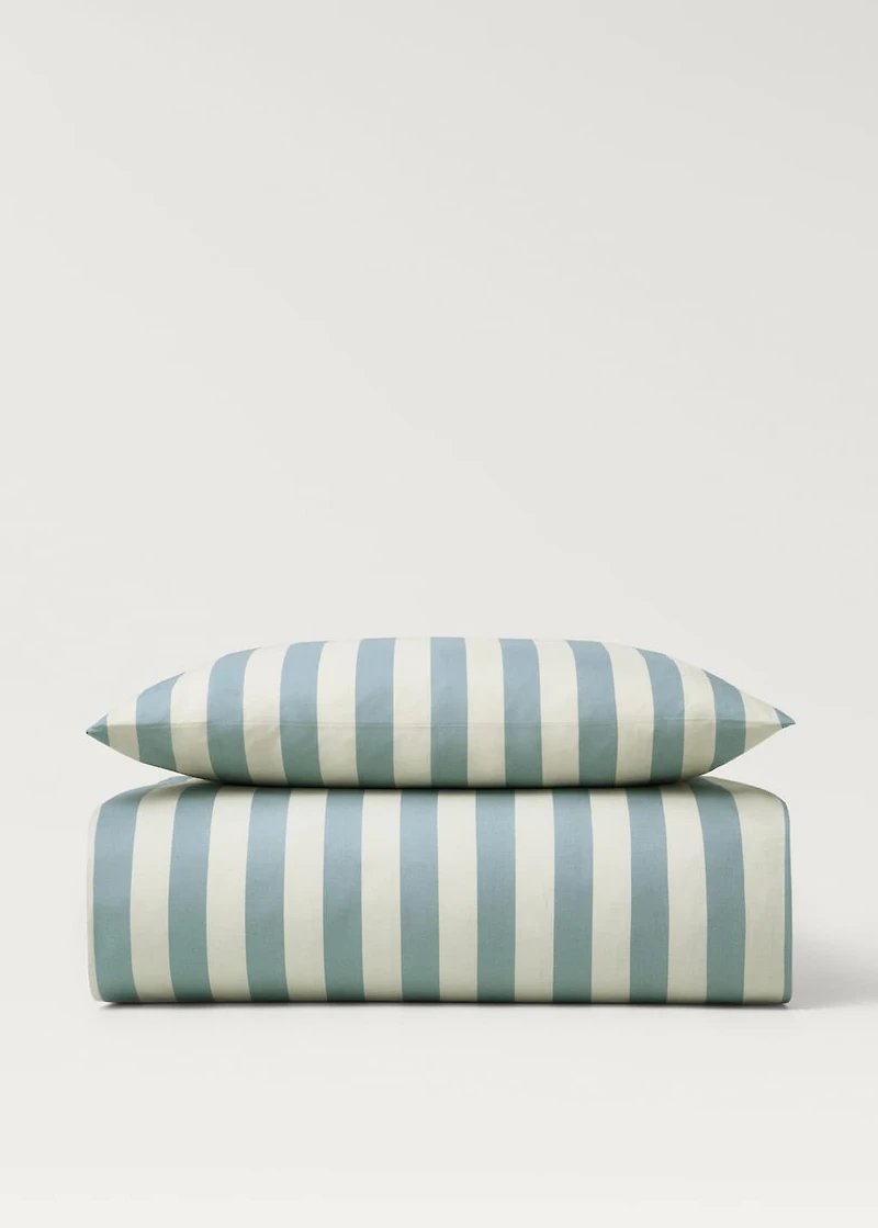 Cotton percale thick-striped duvet cover