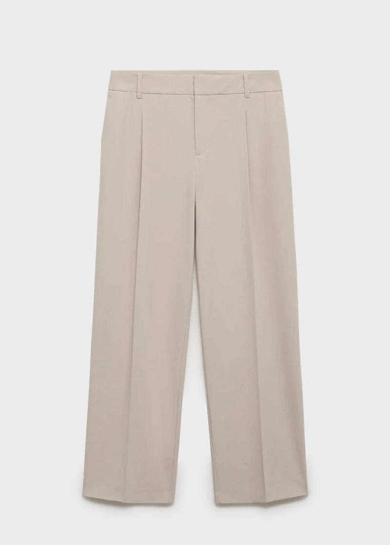 Straight-fit pleated pants