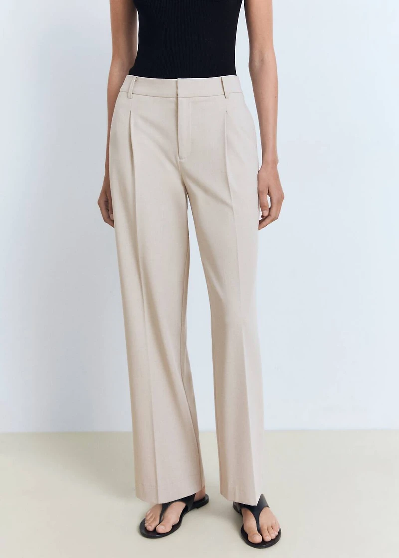 Straight-fit pleated pants