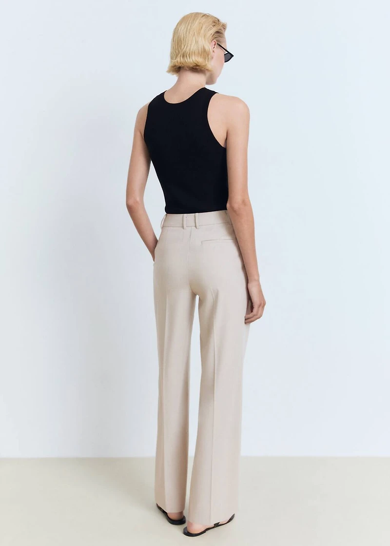 Straight-fit pleated pants