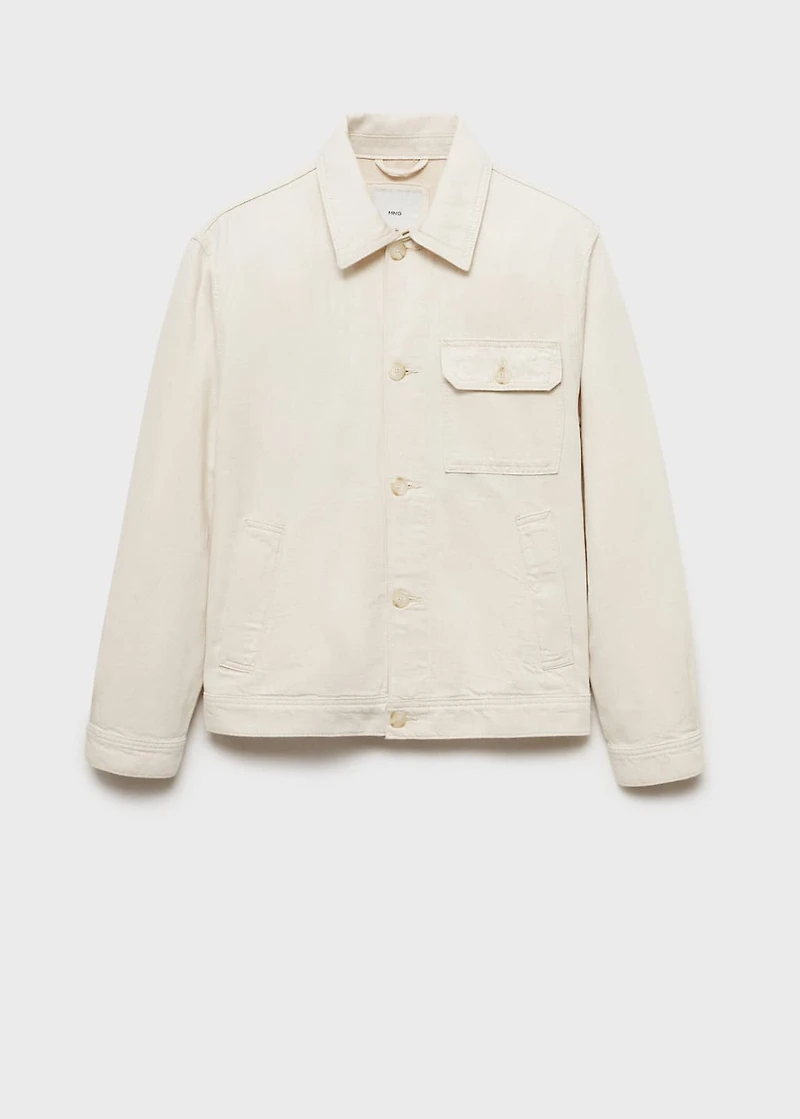 Linen-blend jacket with pockets