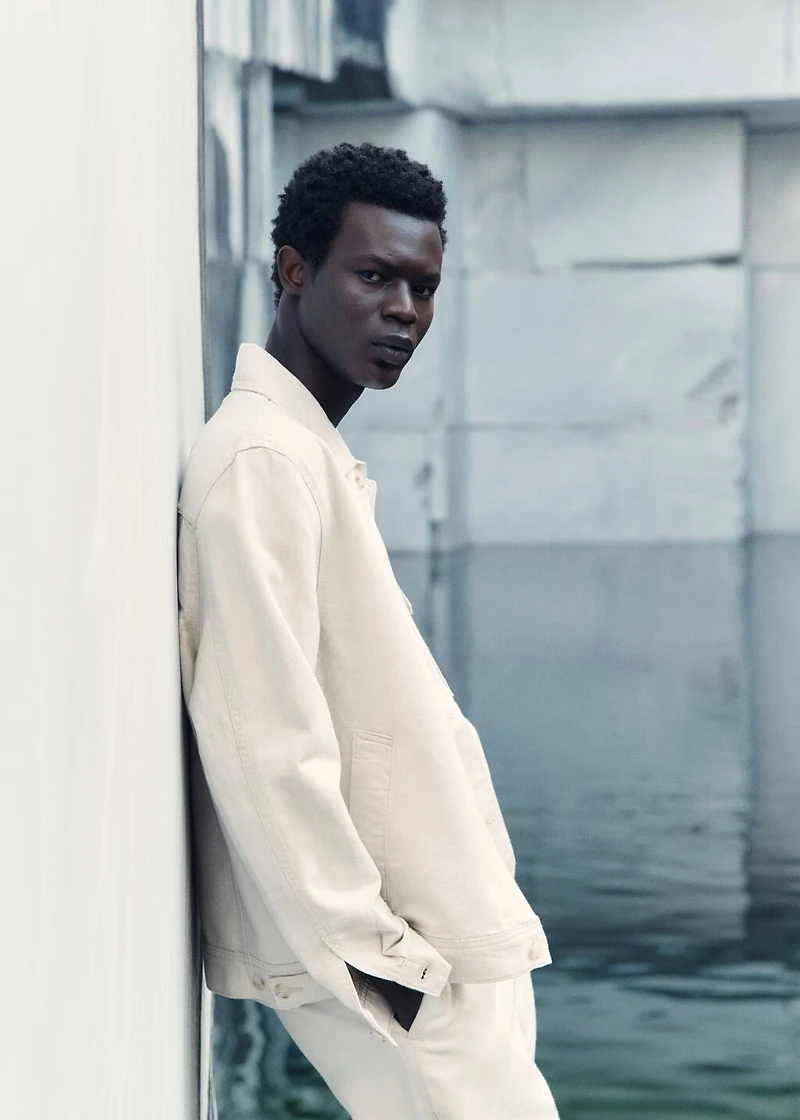 Linen-blend jacket with pockets