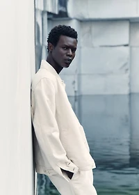 Linen-blend jacket with pockets
