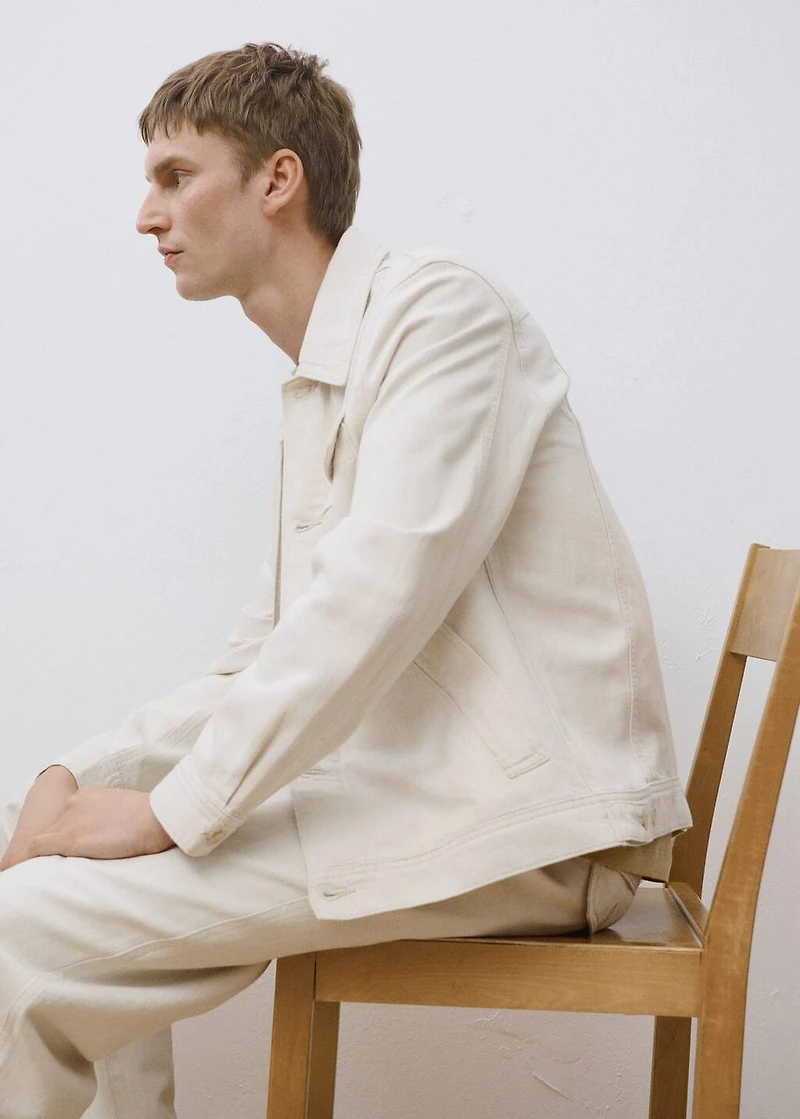Linen-blend jacket with pockets