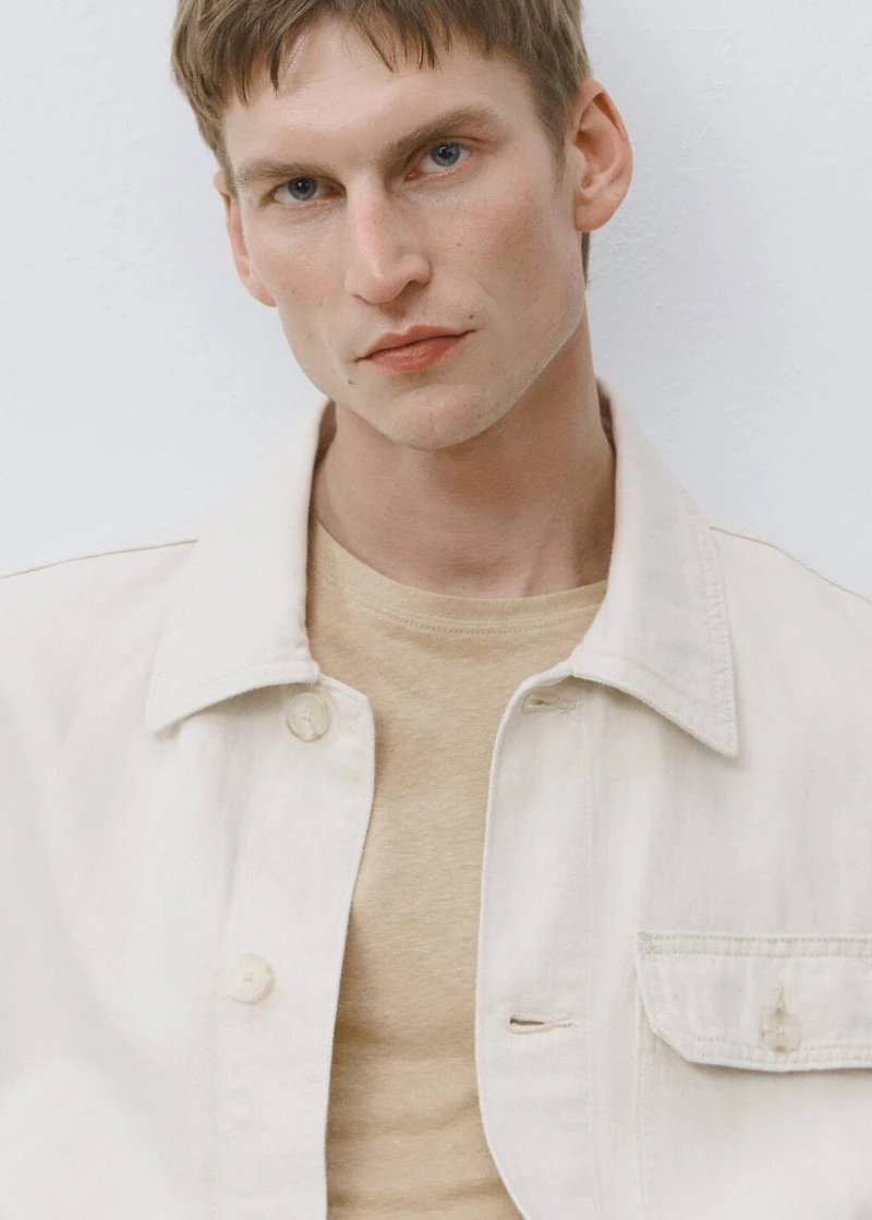 Linen-blend jacket with pockets