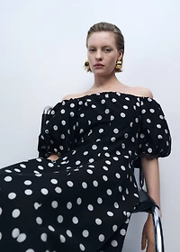 Strapless polka-dot dress