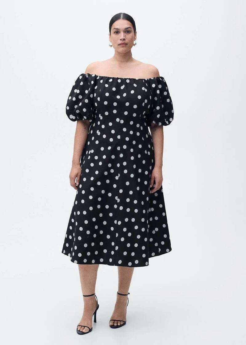 Strapless polka-dot dress