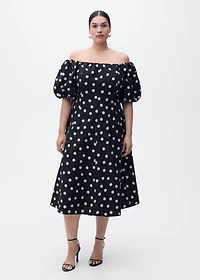 Strapless polka-dot dress