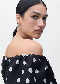Strapless polka-dot dress