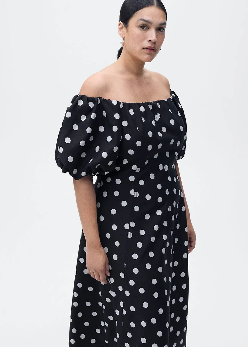 Strapless polka-dot dress