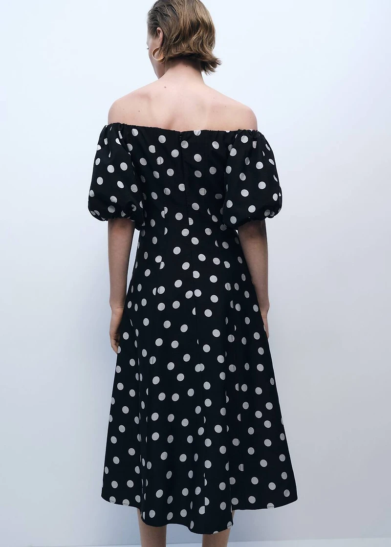 Strapless polka-dot dress