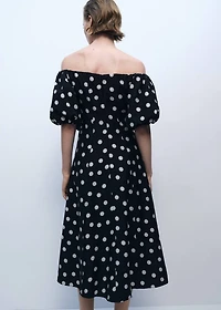 Strapless polka-dot dress