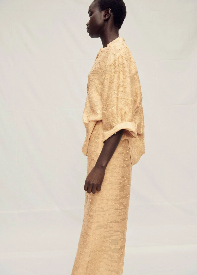 Textured straight skirt