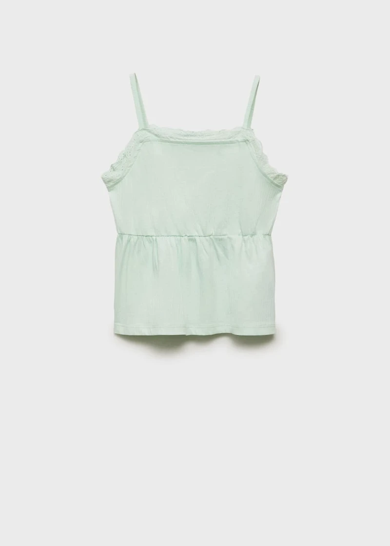 Top with Swiss embroidery detail