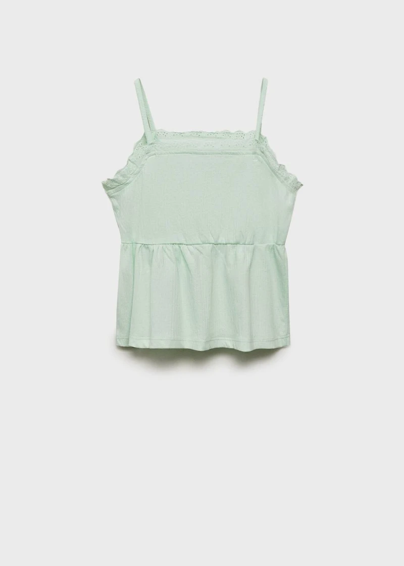 Top with Swiss embroidery detail