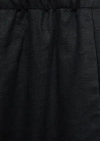 Straight-fit linen pants with bow