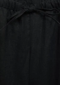 Straight-fit linen pants with bow