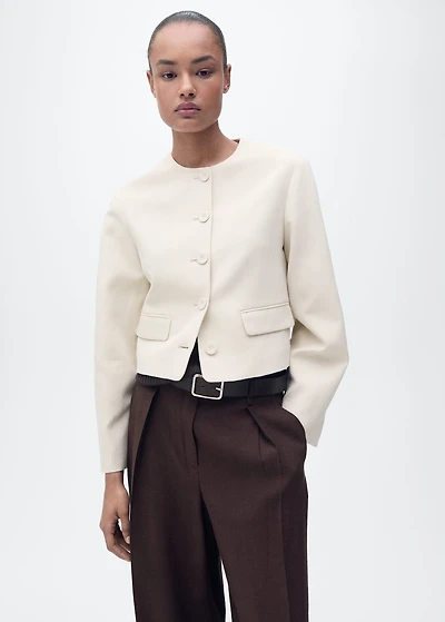 Linen-blend jacket with buttons