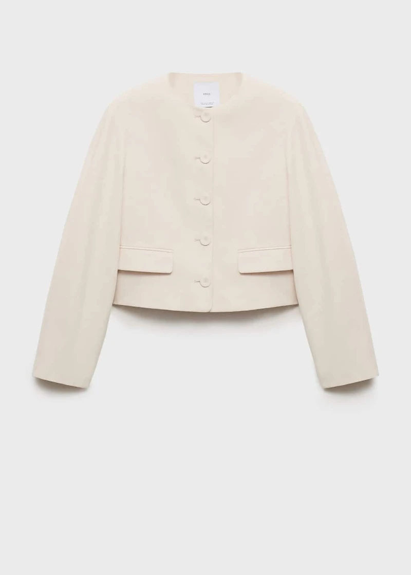 Linen-blend jacket with buttons