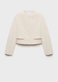 Linen-blend jacket with buttons